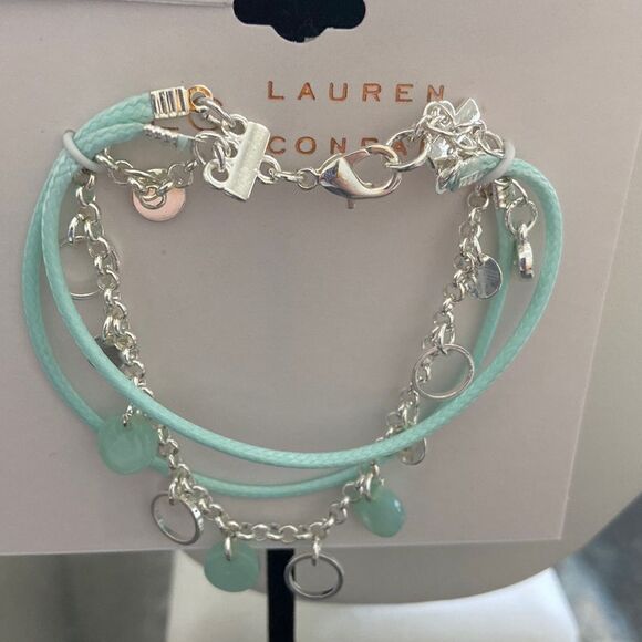 Lauren Conrad NWT Silver and rope mint color bracelet - Picture 1 of 7
